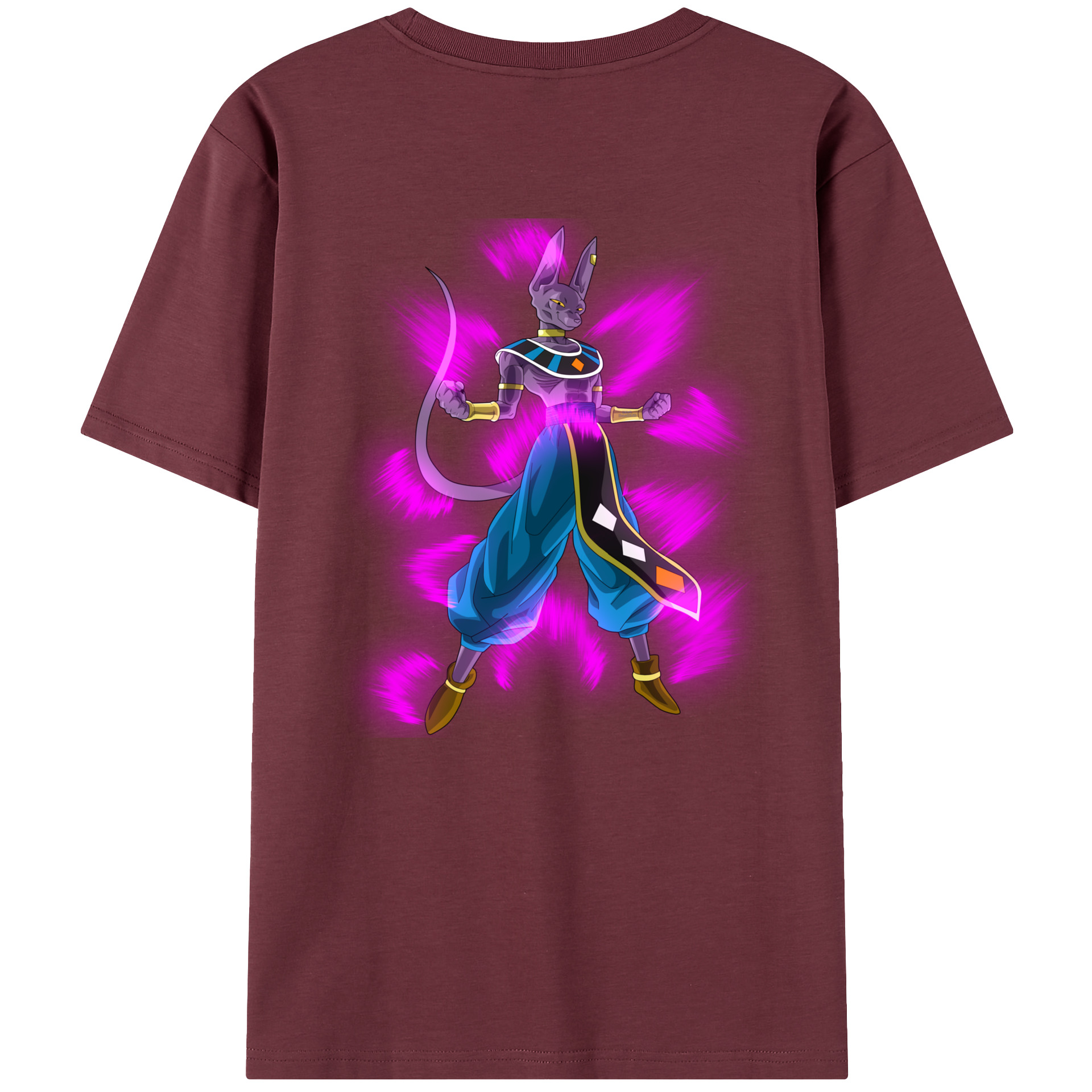 （画像用） ドラゴンボール ビルス 破壊神ビルス DRAGON BALL Beerus Birusu 綿100％半袖Tシャツ（背面プリント）